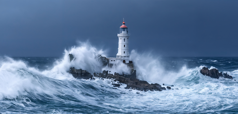 Foto: i-element/Adobe Stock Leuchtturm Sturm Wasser