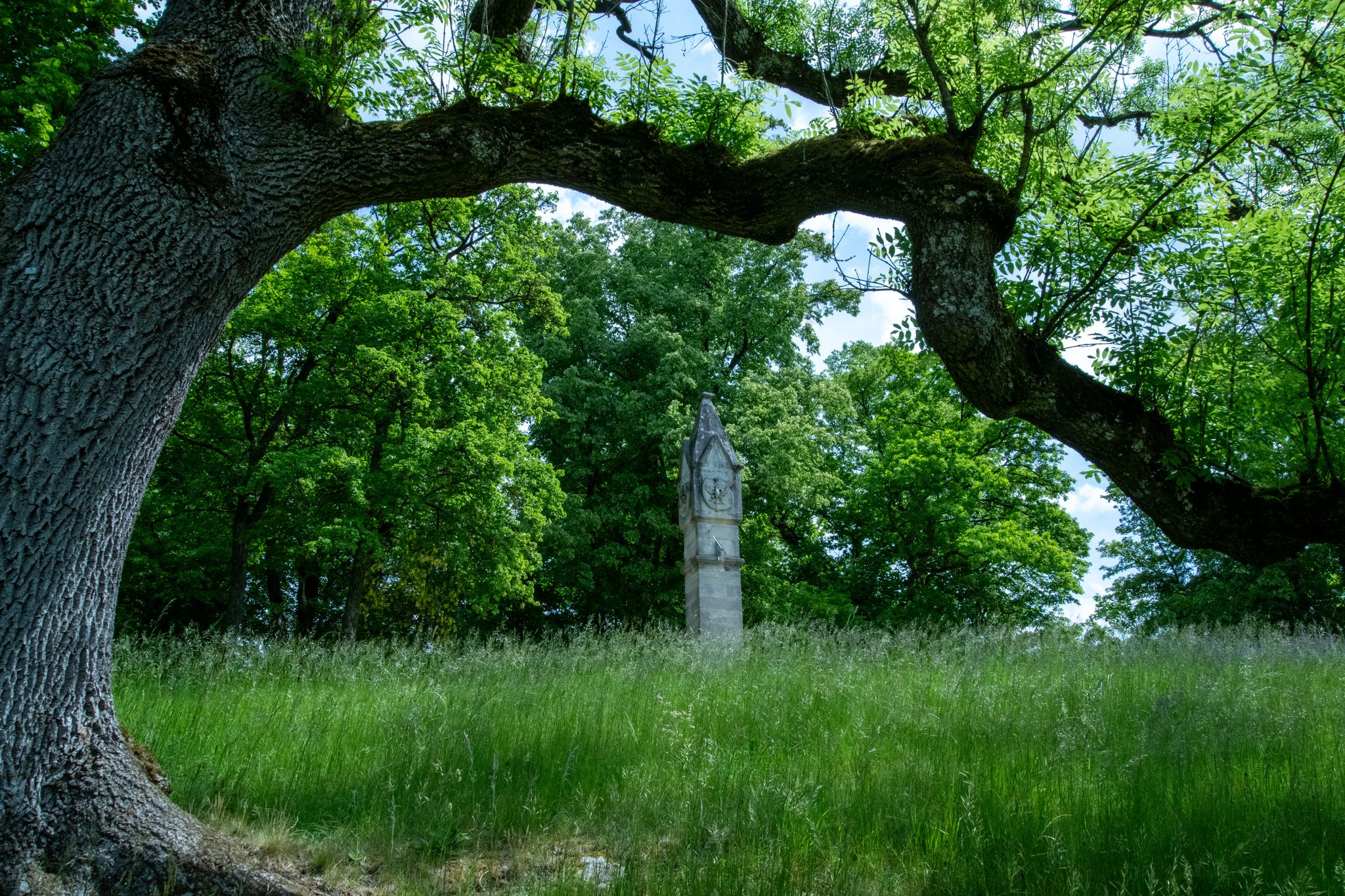 Der Park des Schlosses Rosenau bei Coburg in Bayern.
