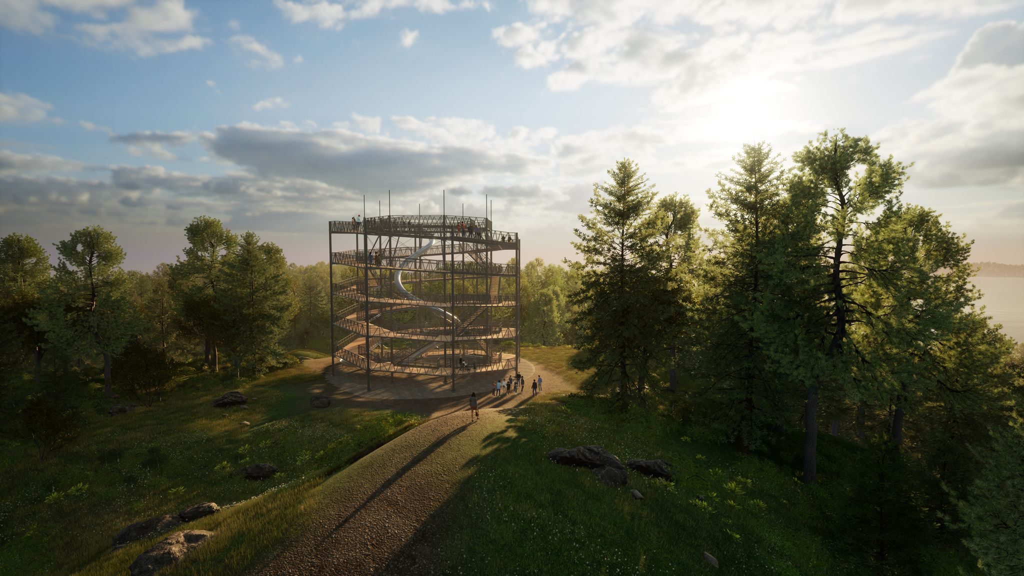 Herzstück des Erlebnisparks ist der Nautilus Tower, welcher mit 20 Metern Höhe eine gute Aussicht bietet.