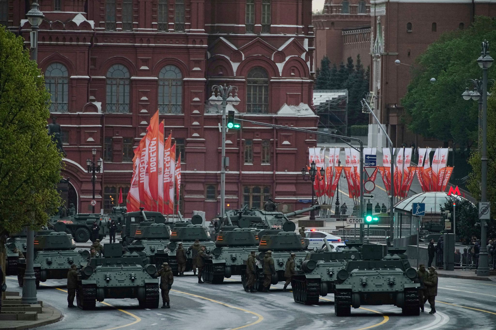 In Moskau laufen letzte Vorbereitungen für die Militärparade auf dem Roten Platz. (Archivbild)