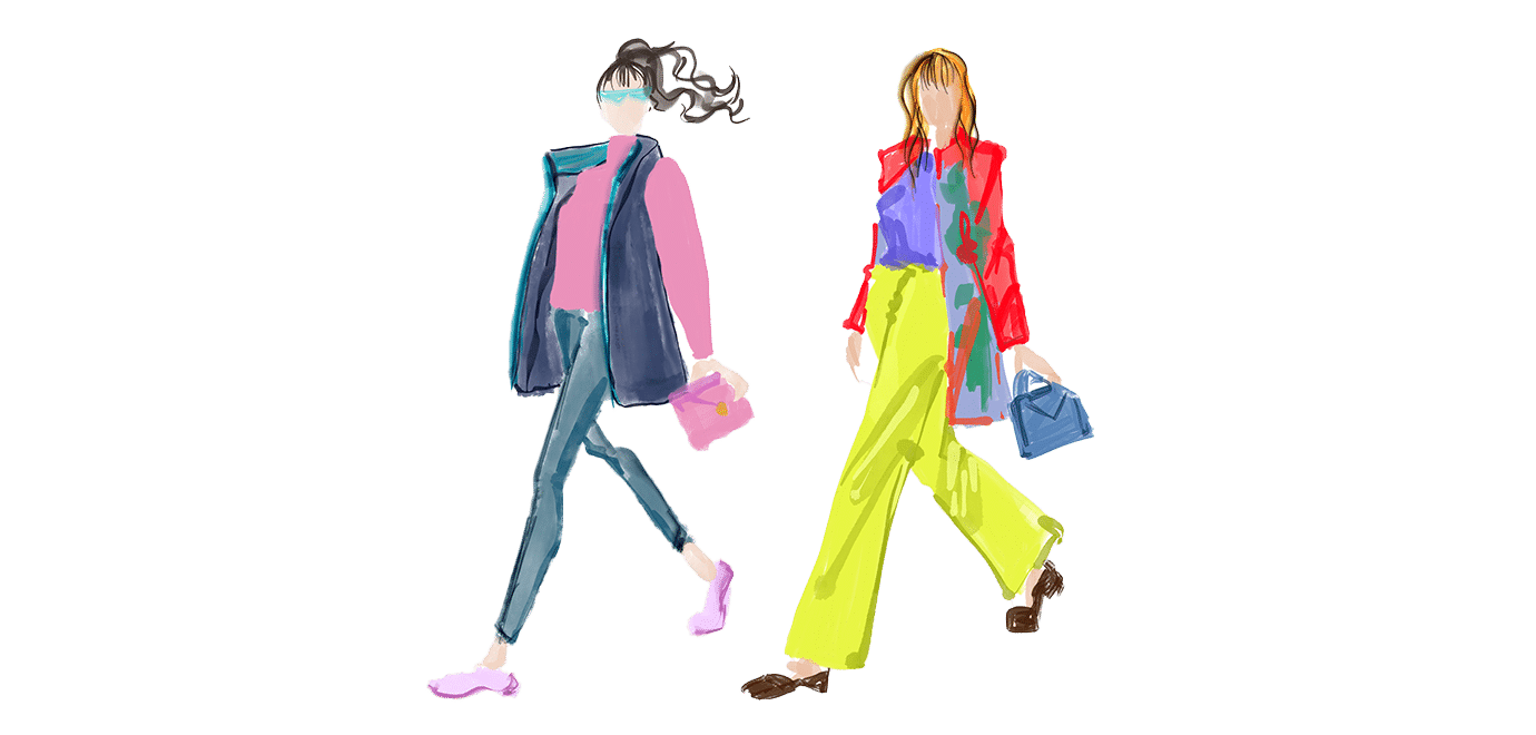 Foto: Iryna Shpileva/iStock Zwei Frauen gezeichnet beim Shoppen
