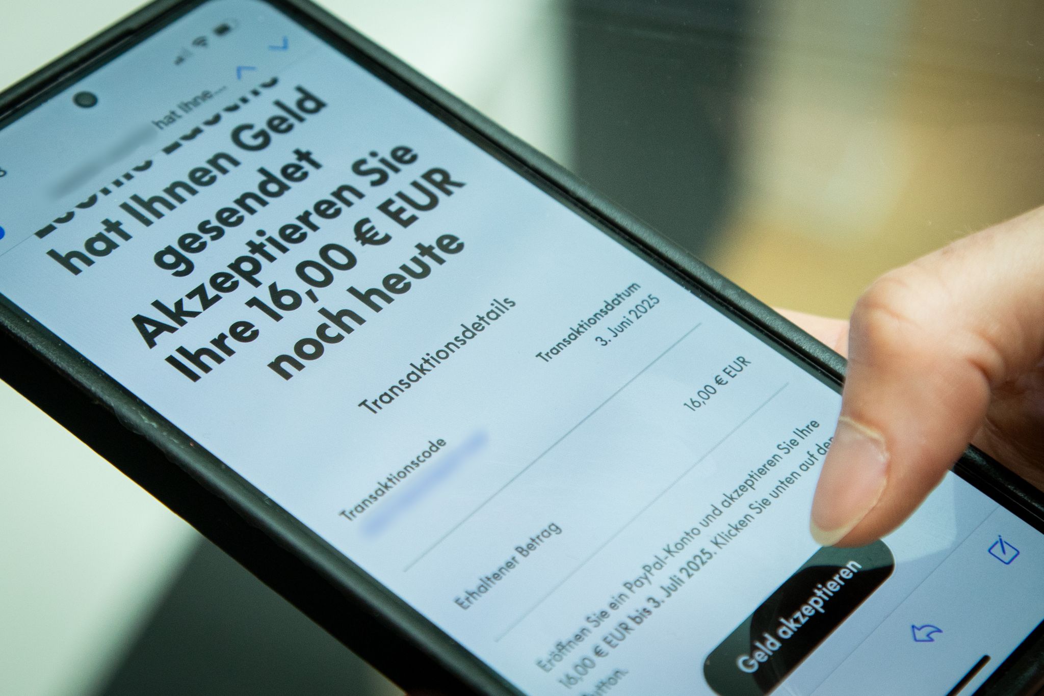 Vorsicht bei unerwartetem Geldeingang über Paypal.
