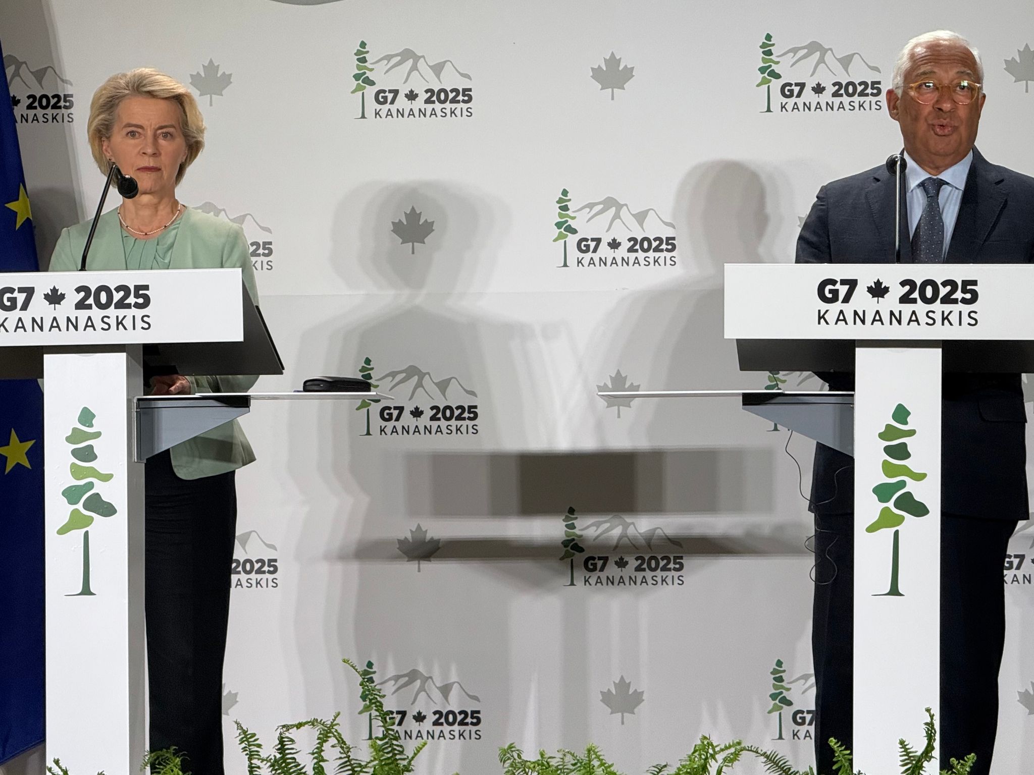 Sind für die EU beim G7-Gipfel dabei: EU-Kommissionspräsidentin Ursula von der Leyen und EU-Ratspräsident António Costa.