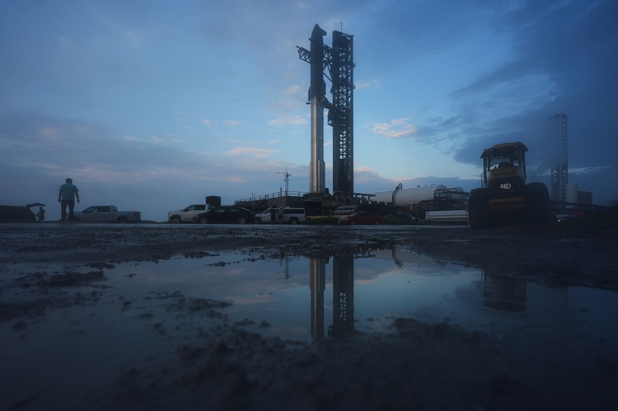 Das Starship wird für einen Testflug in Texas vorbereitet.