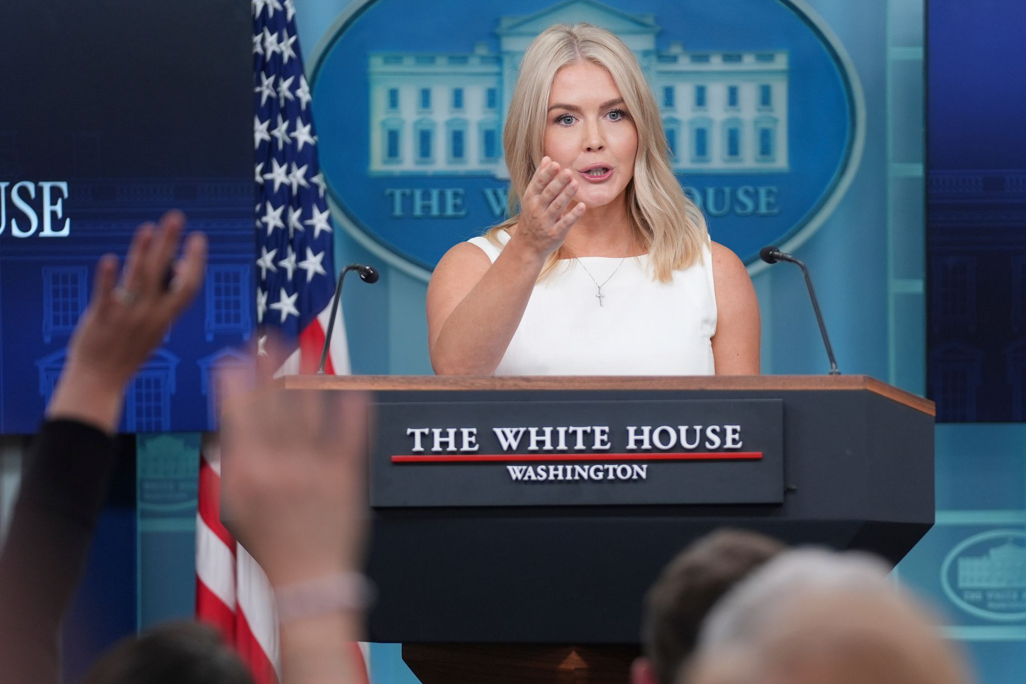 Trumps Sprecherin Karoline Leavitt stellt klar, dass die Visa-Gebühr nicht jährlich erhoben wird.
