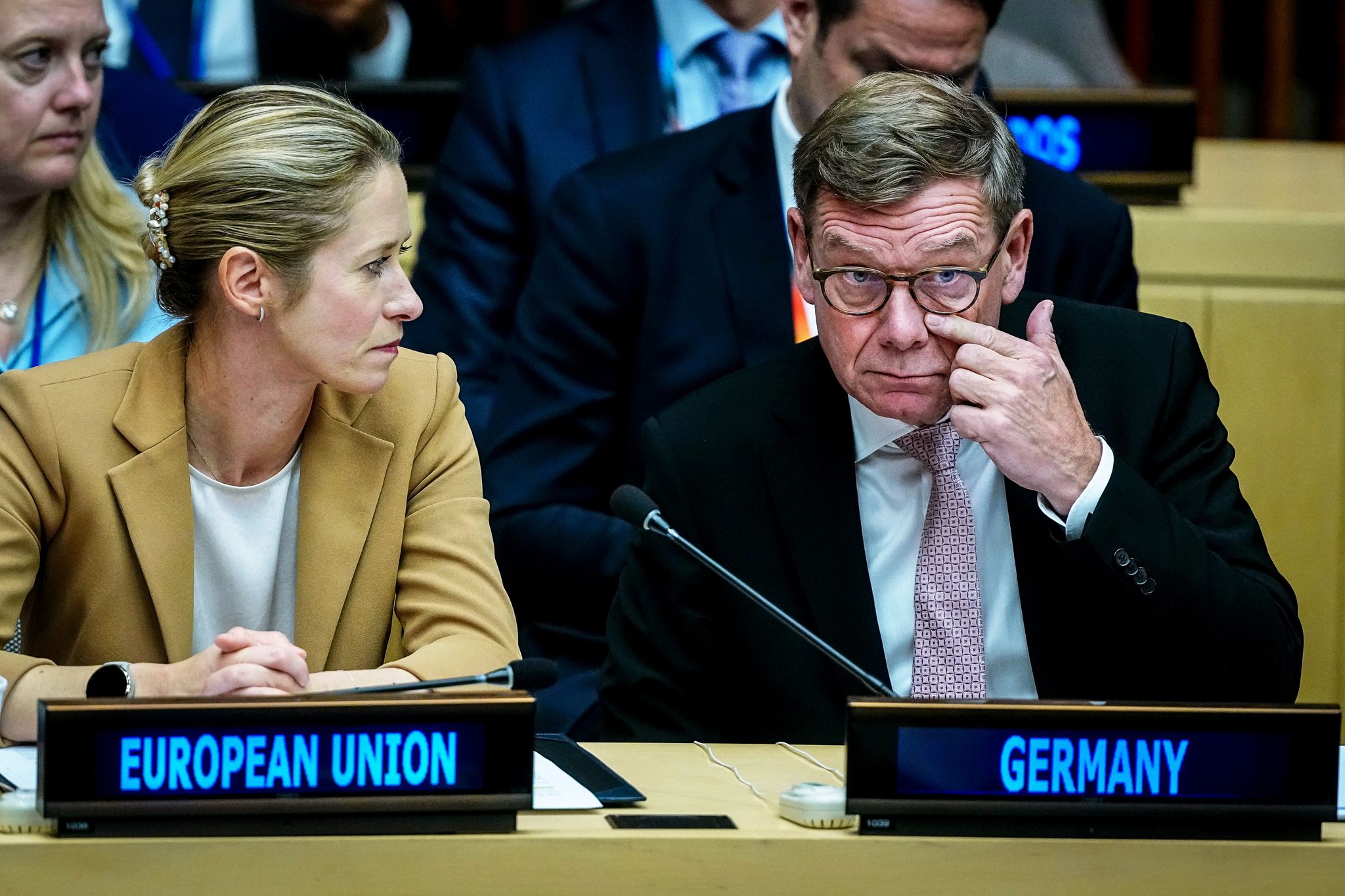 Außenminister Johann Wadephul (CDU, hier mit der EU-Außenbeauftragten Kaja Kallas) bei einem Treffen der G20-Außenminister am Rande der UN-Vollversammlung in New York.