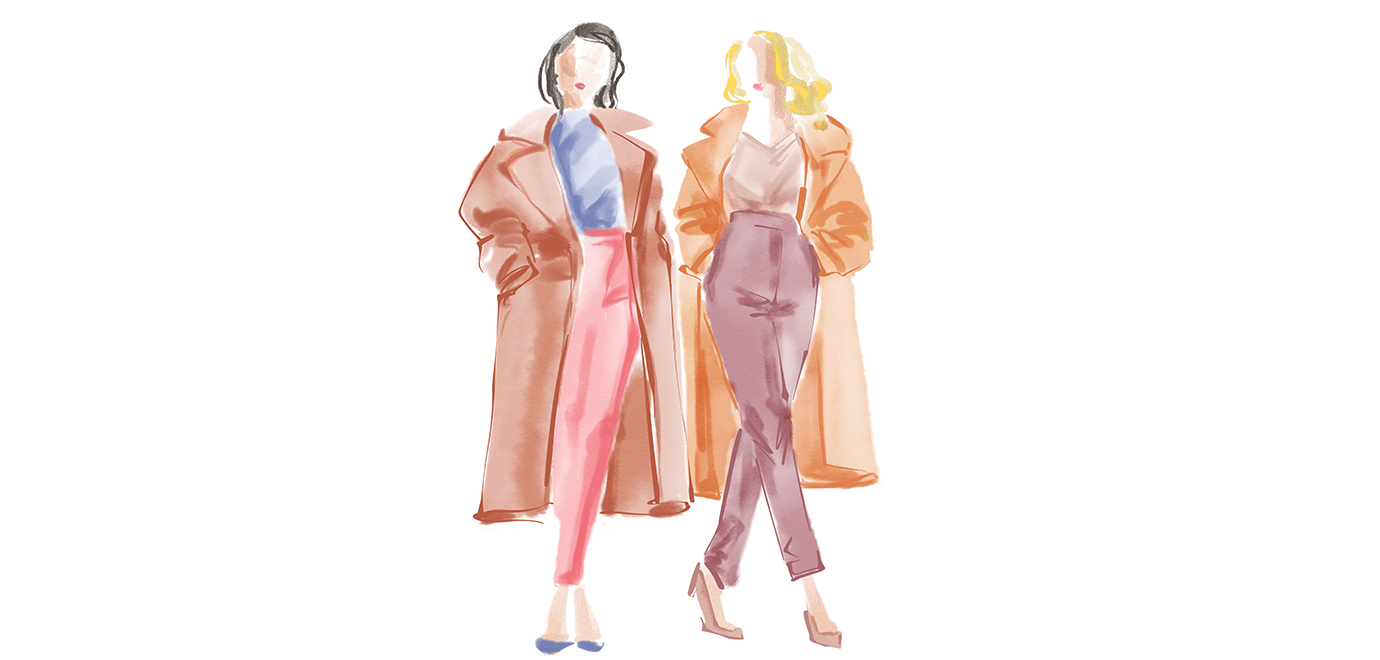 Foto: Iryna Shpileva/iStock Grafik zwei Frauen im Mantel