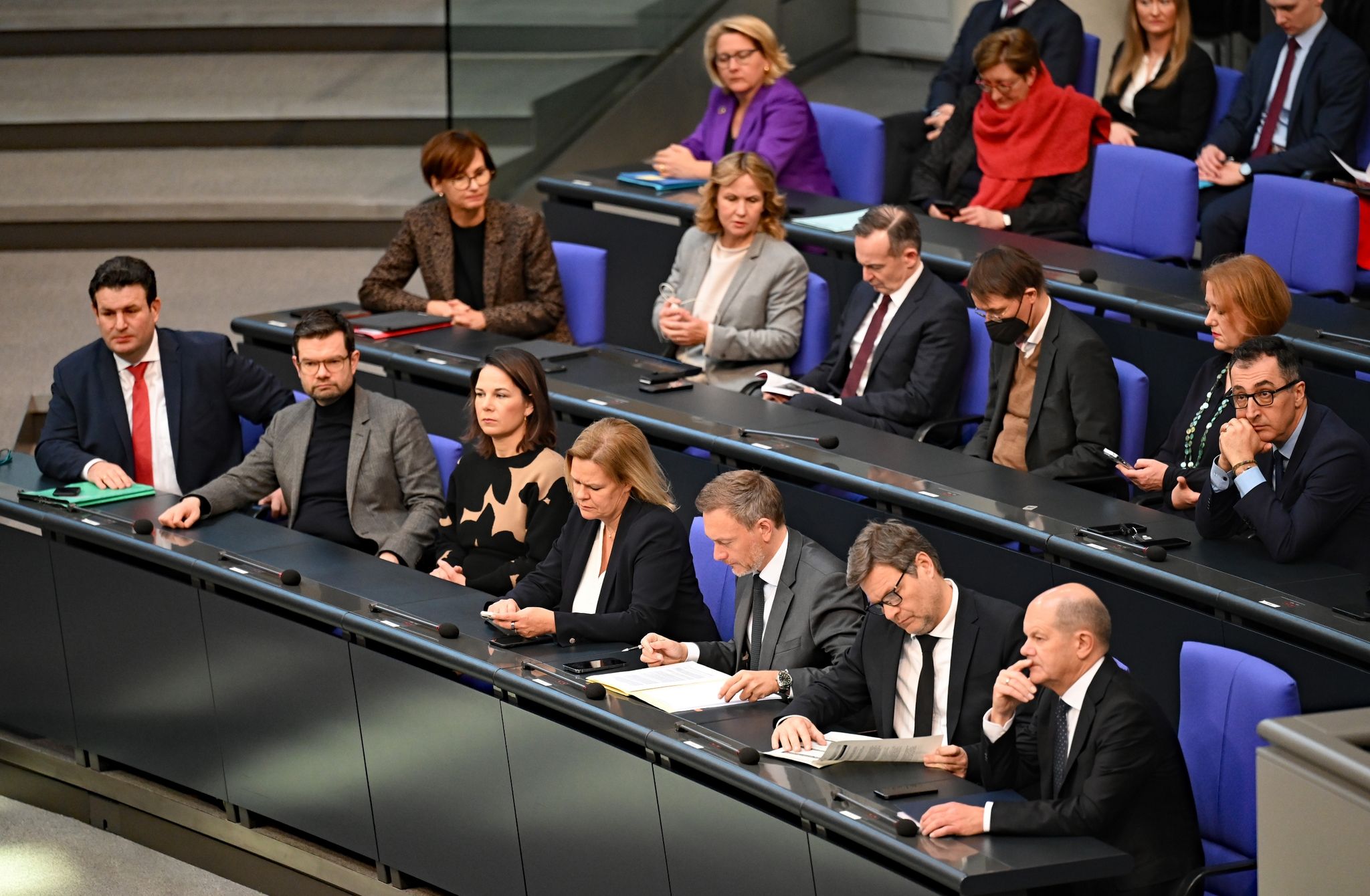Mitglieder der Ampel-Regierung im Deutschen Bundestag.